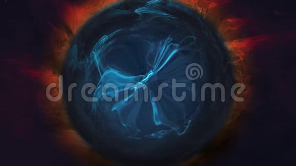 火焰中的水晶球蓝色漩涡红色烟雾视频的预览图