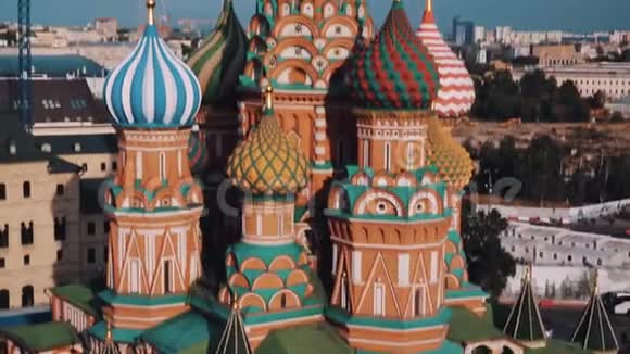 圣巴西勒大教堂风景优美莫斯科市区向上视频的预览图