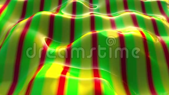 五彩波浪纹计算机生成的带有彩虹颜色的曲面三维渲染视频的预览图