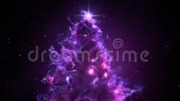紫薇星云圣诞枞树背景无缝环路4k分辨率视频的预览图