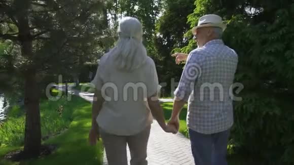 在公园散步时拥抱老人视频的预览图