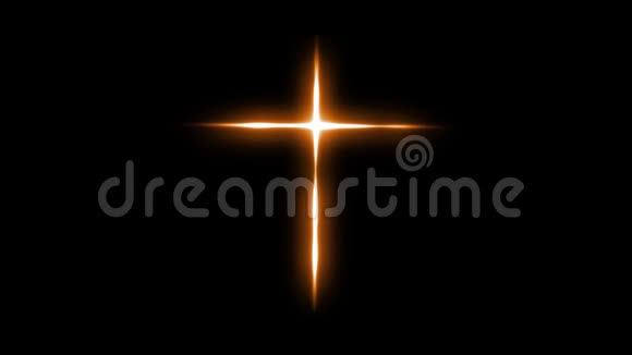 黑色背景上带有十字架标志的浅橙色线效果动画视频的预览图