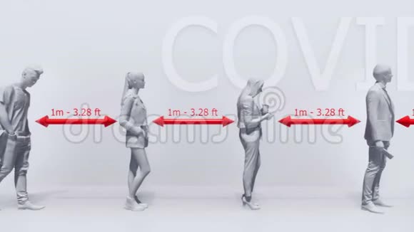 保持COVID19病毒三维概念的安全距离视频的预览图
