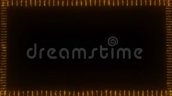 动画框架由闪烁的小点组成橙色的发光点在黑色背景上为自己的头衔或视频的预览图