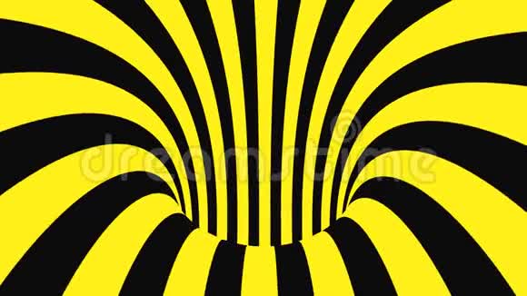 黑色和黄色的迷幻光学错觉抽象催眠背景视频的预览图