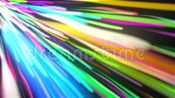 三维渲染一个壮观的运动图形彩色直波状射线在暗色背景燃烧计算机视频的预览图