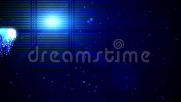抽象运动蓝光粒子点缀线落在窗帘条纹圈闪烁尘背景下视频的预览图