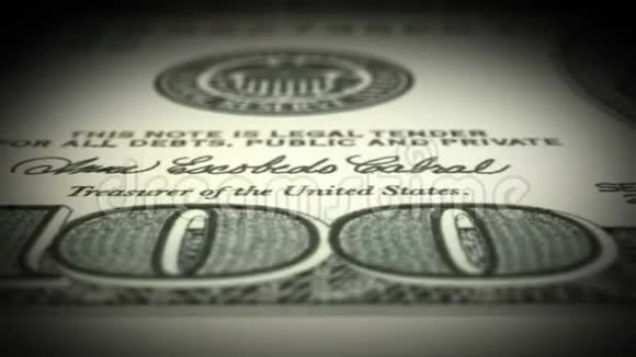 老式美元钞票关闭纹理动画视频的预览图