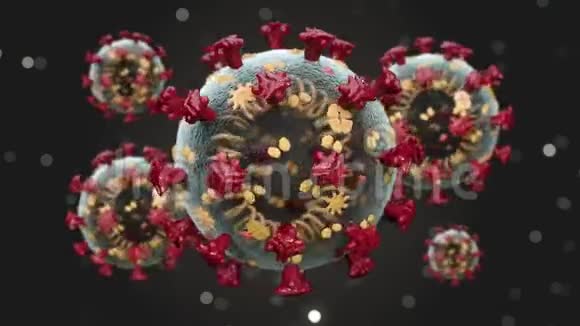 大核科罗纳病毒细胞在生物体内扩散和漂浮视频的预览图