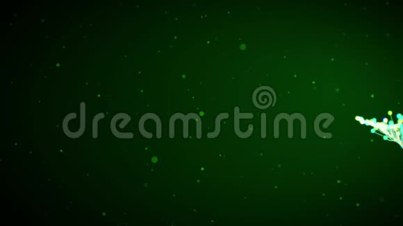 动态绿光发光颗粒点状纤维线随闪烁粉末起移动视频的预览图