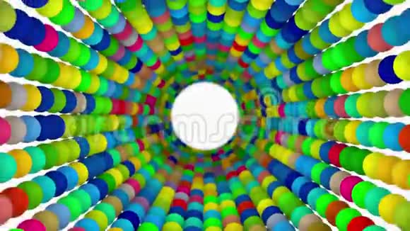 舞池隧道的多色球体电脑生成现代舞蹈背景三维渲染视频的预览图