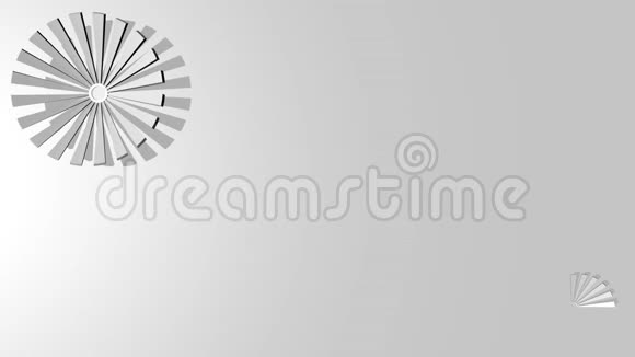 在浅灰色背景下银色的极简主义花朵在圆形运动中逐渐被绘制抽象的低对比视频视频的预览图