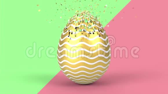 复活节假期背景快乐彩色鸡蛋3渲染动画视频的预览图