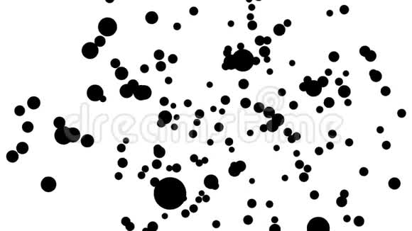 黑球是在白色背景上随机移动的动画视频的预览图