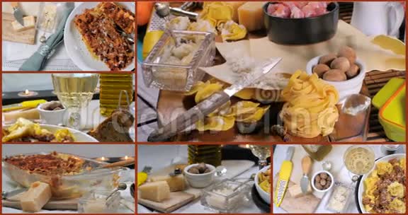不同种类的意大利面食与博洛尼亚酱的搭配托里尼千层面费图奇尼视频的预览图