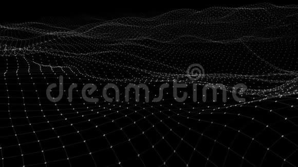 背景抽象有机运动中的数字波和光方粒子粒子和网格的波循环视频的预览图