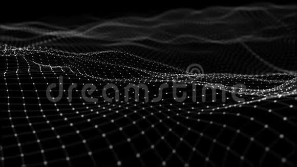 背景抽象有机运动中的数字波和光方粒子粒子和网格的波循环视频的预览图