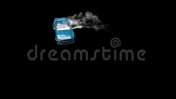 在沥青上漂流跑车用阿尔法通道燃烧轮胎产生的浓烟视频的预览图