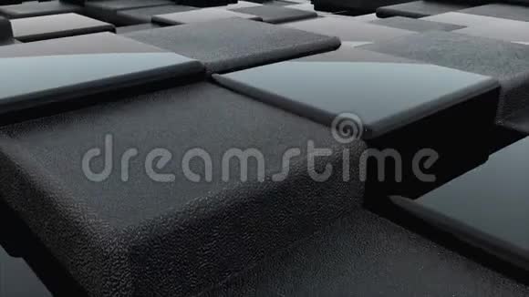 黑色立方体表面的三维渲染计算机生成的抽象波浪背景视频的预览图