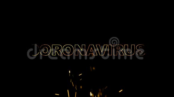 冠状病毒在黑色背景上燃烧文字符号视频的预览图
