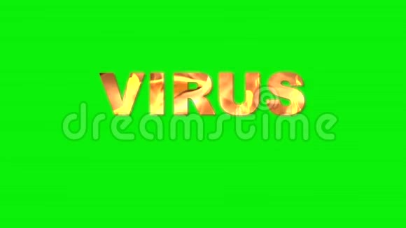 病毒在绿色背景上燃烧文字符号视频的预览图