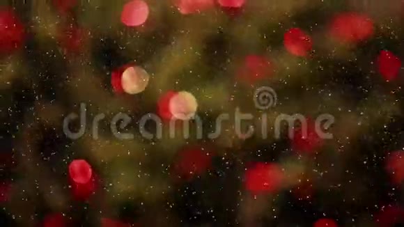 在模糊的圣诞树灯视频上播放雪花视频视频的预览图