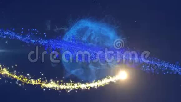 蓝色粒子形成线的动画视频的预览图