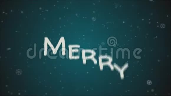 动画圣诞快乐降雪蓝色背景视频的预览图