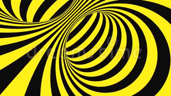 黑色和黄色的迷幻光学错觉抽象催眠背景视频的预览图