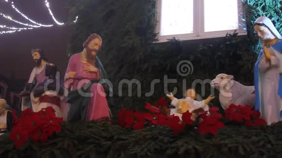 圣诞场景耶稣基督的诞生视频的预览图