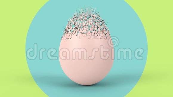 复活节假期背景快乐彩色鸡蛋3D渲染动画的最小风格视频的预览图