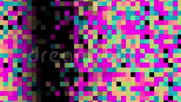 抽象动画的多色像素点水平移动的黑色背景动画独特的抽象视频的预览图