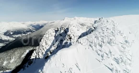 滑雪者站在雪山上4k视频的预览图