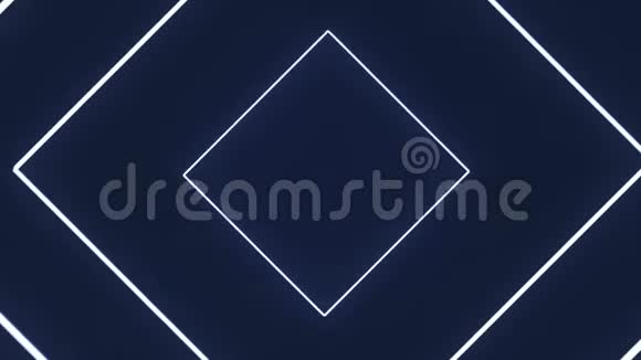在深蓝色背景上将白色菱形从中心移动到边缘的动画视频的预览图