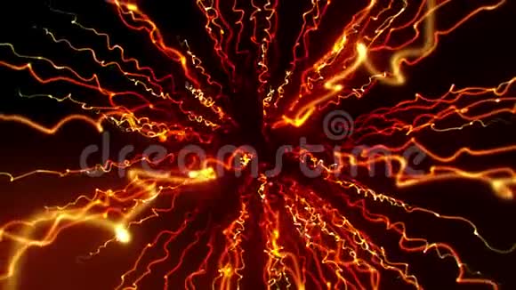 橙色粒子链环抽象运动背景视频的预览图