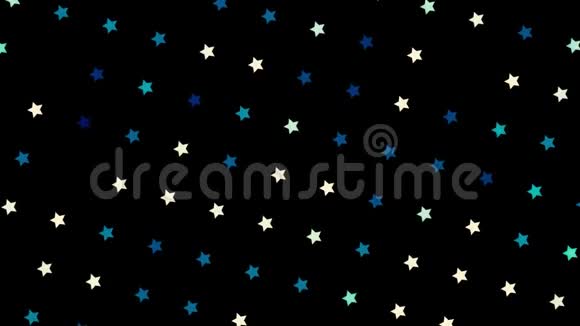 装饰数字装饰元素彩色星星在黑色背景上缓慢旋转无缝循环动画视频的预览图