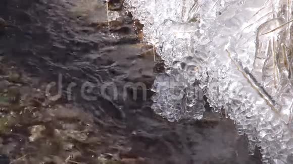 冰冻的溪流银行视频的预览图