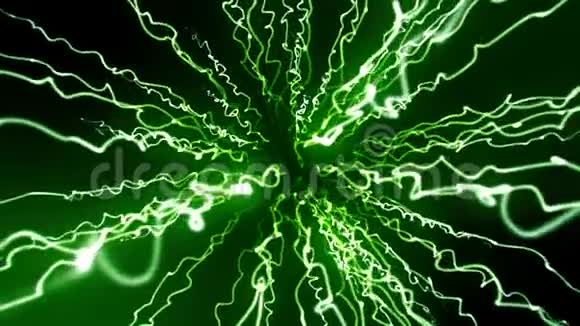绿色粒子链环抽象运动背景视频的预览图