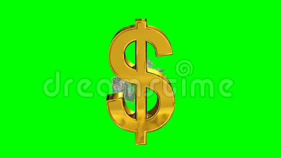 动画的美元钞票后面的符号在绿色屏幕上商业概念金钱视频的预览图