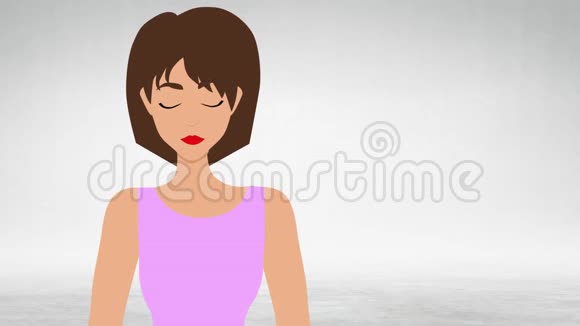 2D动画中穿着粉红色连衣裙的白种人女人搬走了变成穿西装的长胡子的男人两性主义视频的预览图