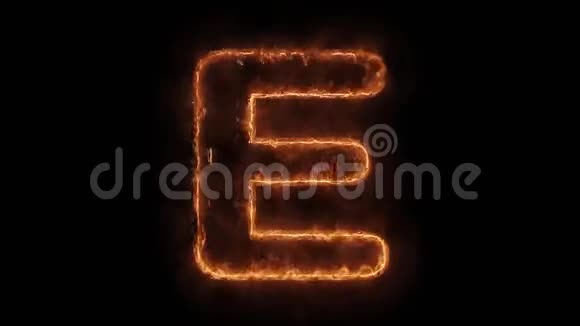 字母E字热动画燃烧现实火火火焰循环视频的预览图