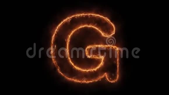 字母G字热动画燃烧现实火火火焰循环视频的预览图