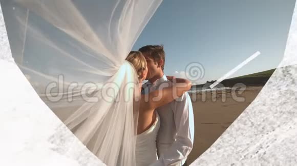 刚结婚的一对夫妇白色心形前景视频的预览图