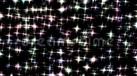 美丽的视频闪耀明亮的光线调节恒星的运动光波五颜六色有黑色的背景视频的预览图