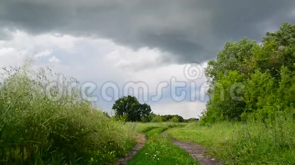 暴风雨前的乡村景观和道路俄罗斯视频的预览图