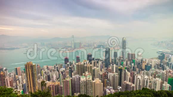 香港九龙岛日峰水上交通全景4k时间流逝视频的预览图