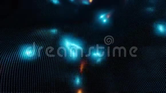 点的抽象发光背景大数据未来主义霓虹灯波背景无缝环路3D视频的预览图