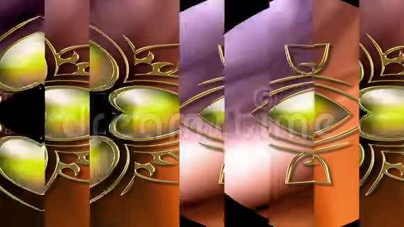 彩色运动镜头剪辑与黄金和宝石的过渡艺术作品视频的预览图