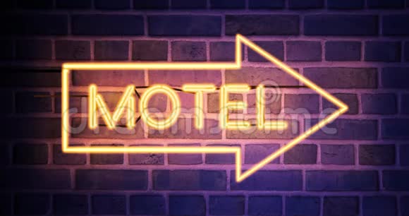 霓虹灯汽车旅馆标志显示汽车旅馆的住宿位置4k视频的预览图