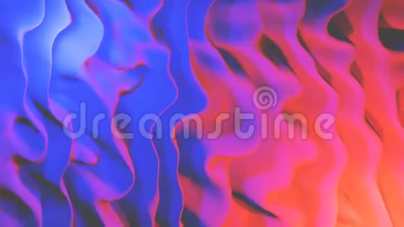 3D渲染抽象背景在霓虹灯的颜色中慢慢流动慢速纹理动画4K环动画视频的预览图